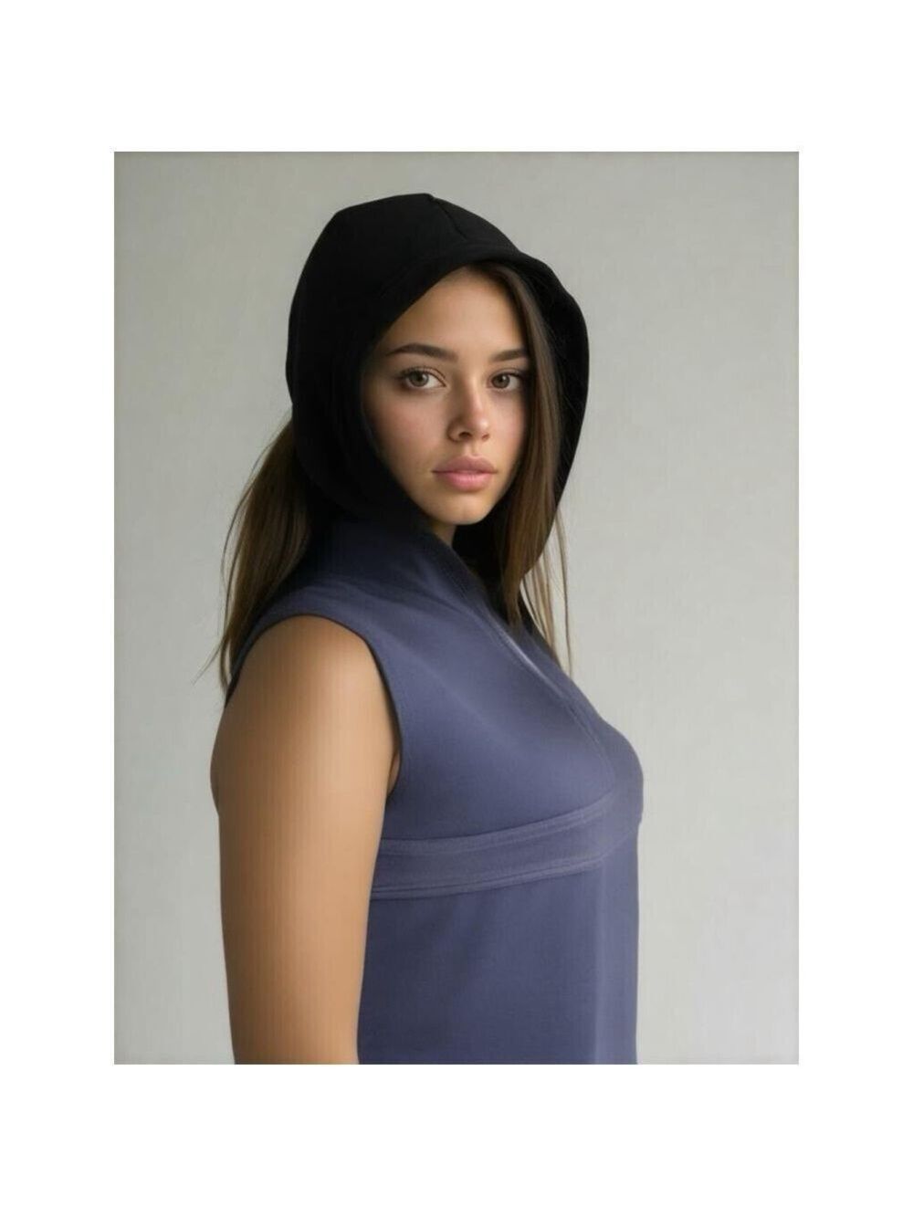 Norma Kamali Black Sleeveless Zip Hoodie